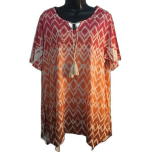 Catherines Shirt Size 0X (14/16) Bohemian Tassels Casual Geometric Patterns